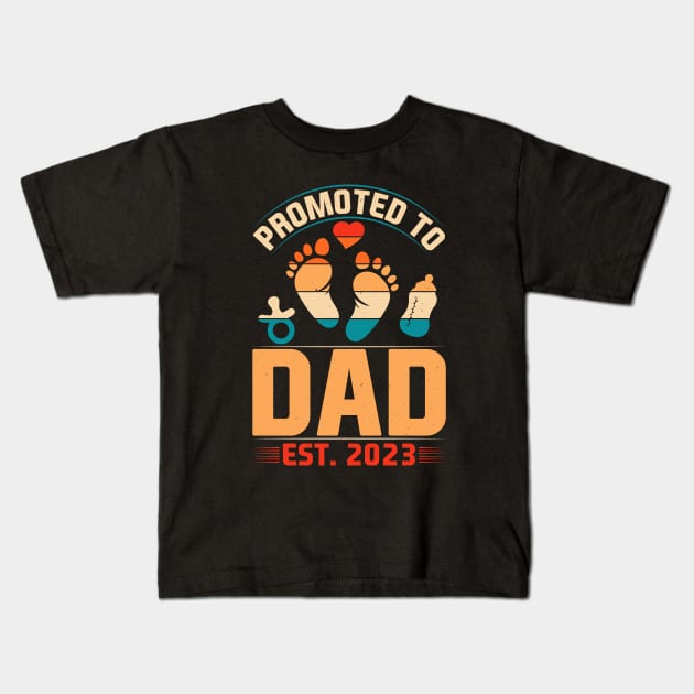 Promoted to Dad Est 2023 Kids T-Shirt by busines_night